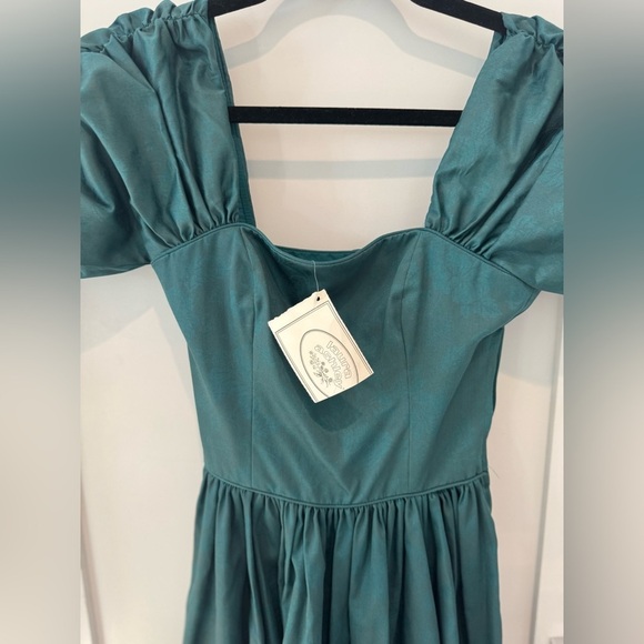 NEW Laura Ashley teal green dress vintage cottage girl 100% cotton - Picture 4 of 12